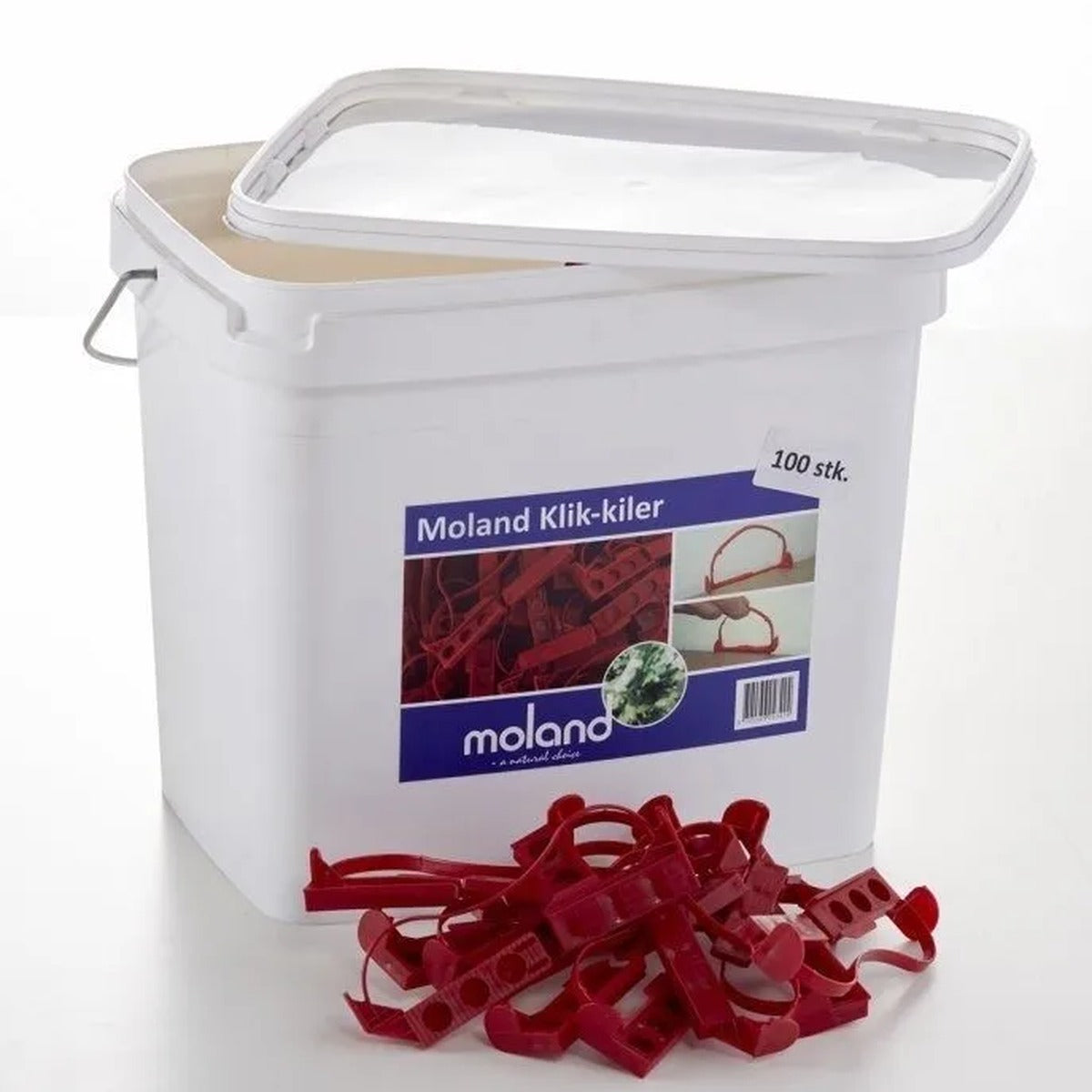 Moland klik-kilar, plast, hink med 100 st.