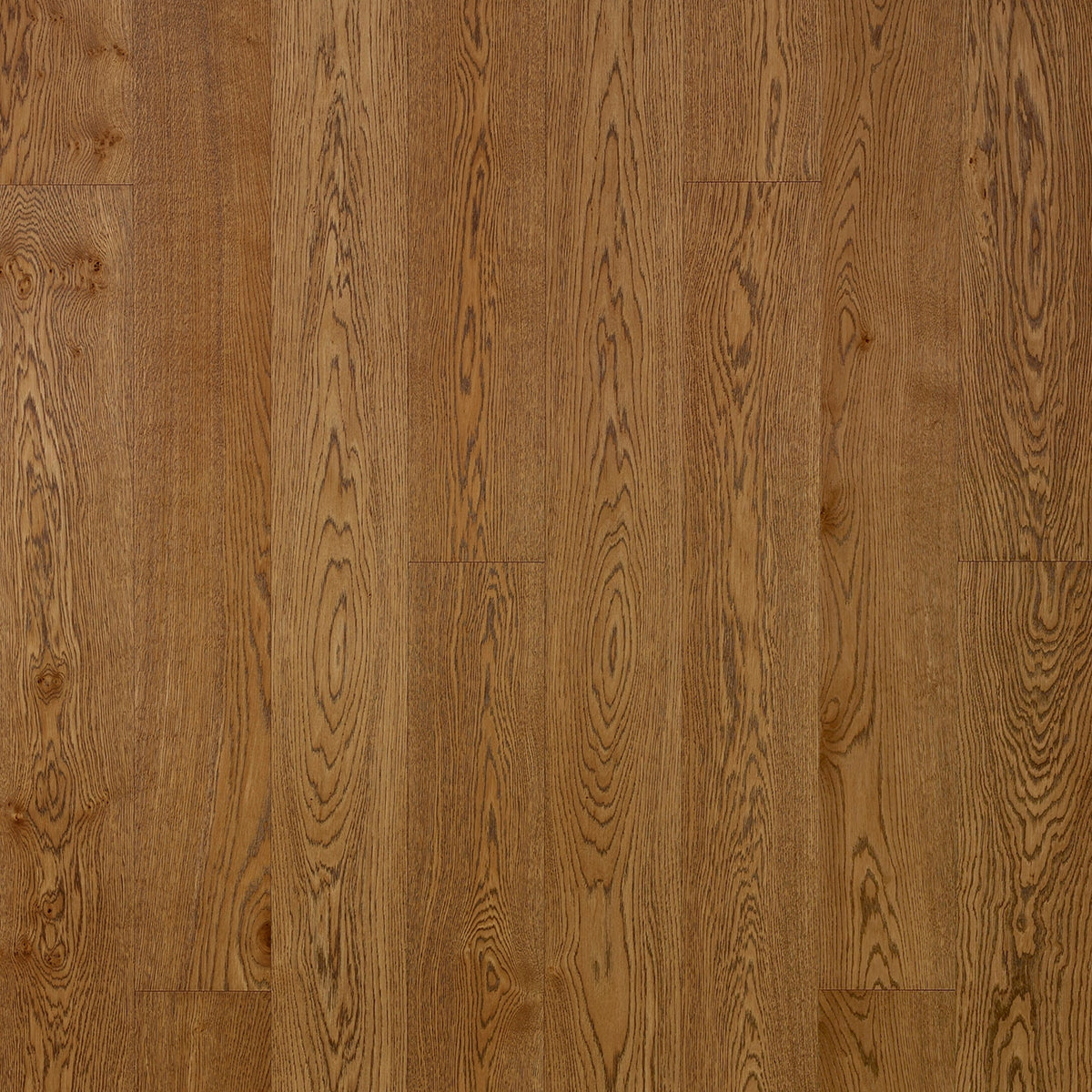 Timberwise Ekplanka Cognac – kvadratisk produktbild ovanifrån med plankorna vertikalt. Vägledande kulörreferens; sortering, ytbehandling och plankmått kan avvika.