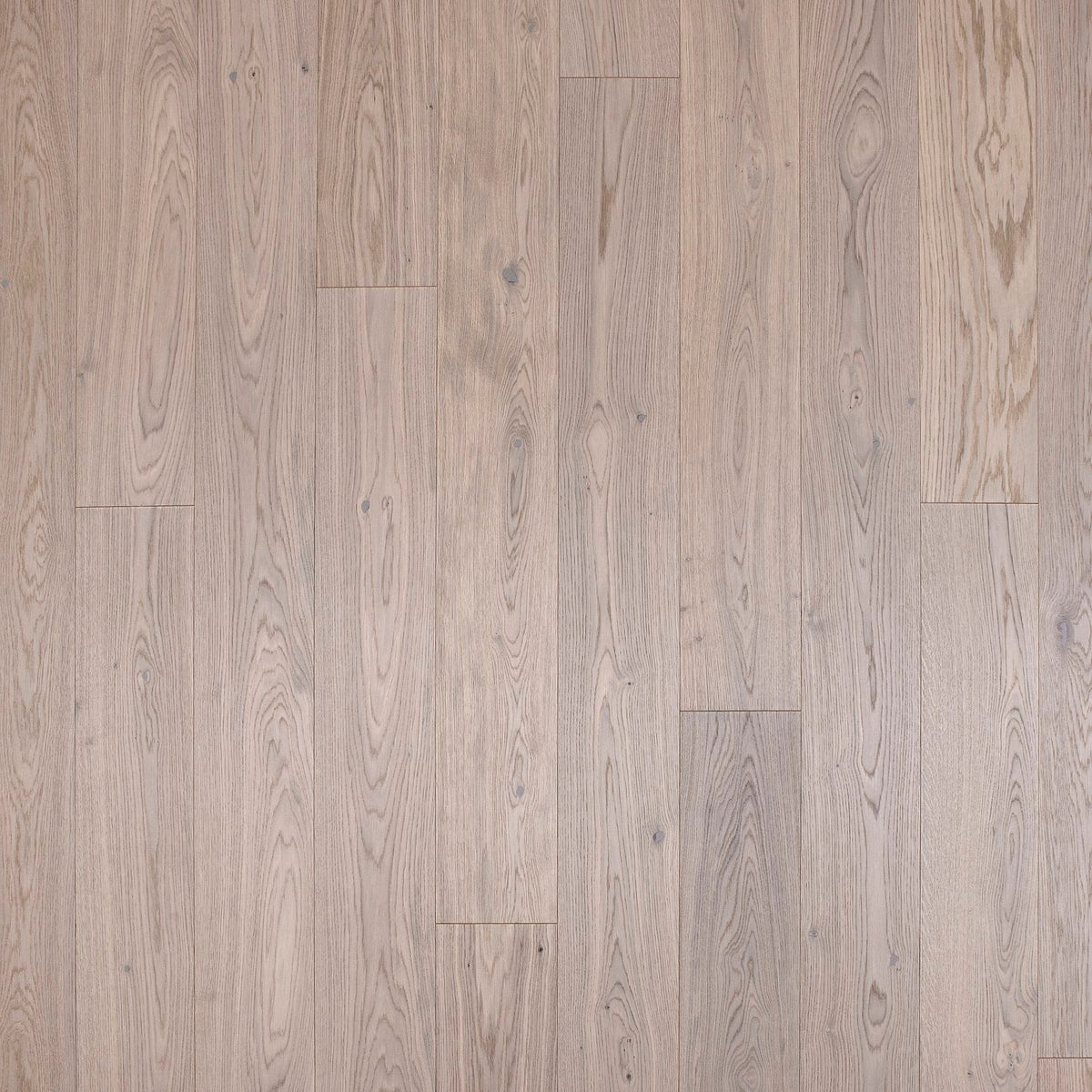 Timberwise Ekplanka White Wax Oiled – kvadratisk produktbild ovanifrån med plankorna vertikalt. Vägledande kulörreferens; sortering, ytbehandling och plankmått kan avvika.