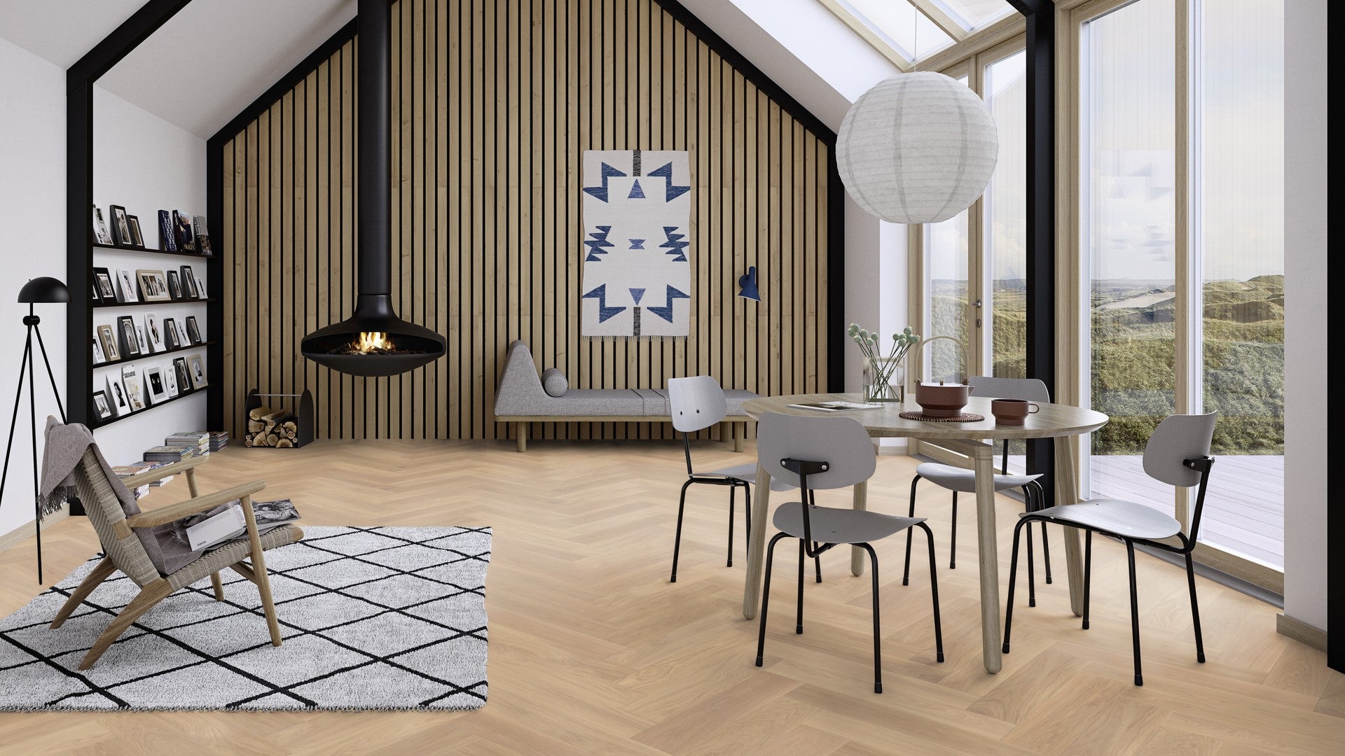 BOEN 3-skikts trägolv Ek Vit Adagio (borstad, rustic) 14x138x690 (B-plank) - bild 2
